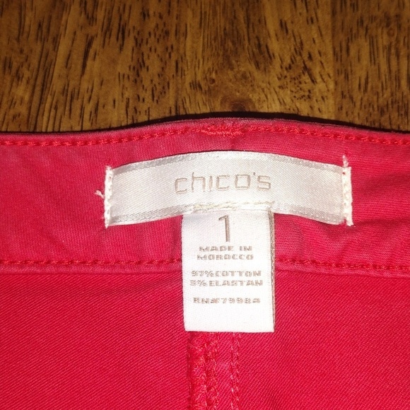 Chico's Ankle Red Pink Pants With Zipper Detail Near Ankle 1/8 - Picture 6 of 10